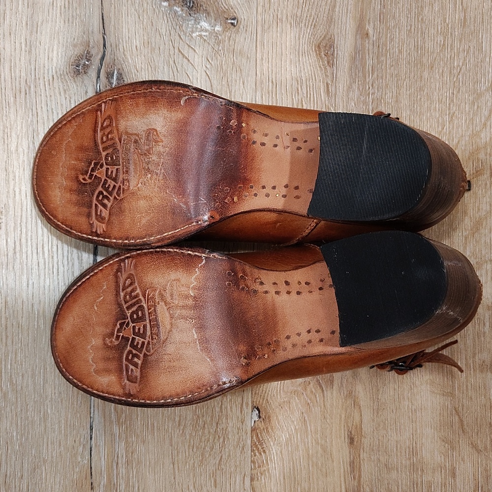 freebird Tan Leather Multi-Strap Block Heel Pumps - Picture 10 of 16